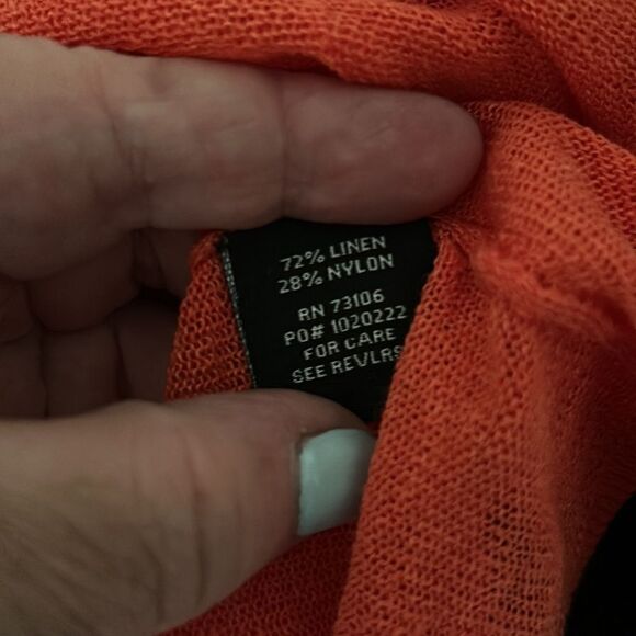Vintage 90’s Michael Simon Vintage orange linen ruched sweater size small - Picture 6 of 6